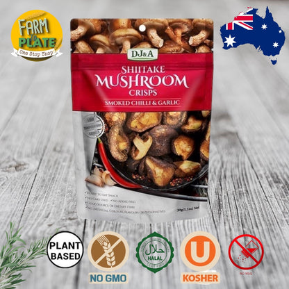 【FARM TO PLATE】DJ&A Shiitake Mushroom Chips 30g / Australia Healthy Natural Snacks / No MSG / No GMO / Plant Based / No preservatives