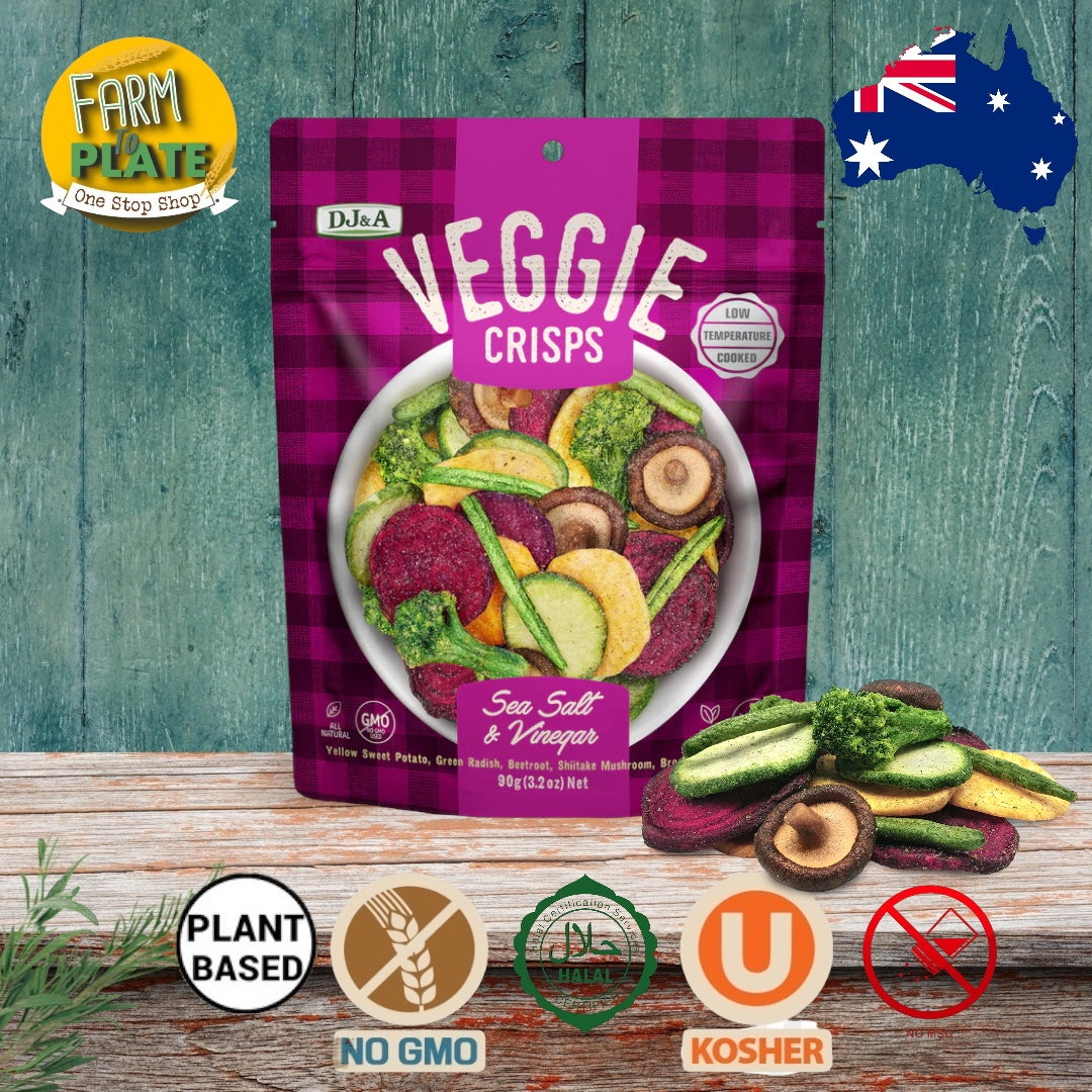 【FARM TO PLATE】DJ&A Veggie Crisps 90g / Hot & Spicy / Seasalt & Vinegar / Sweet Potato Mix / Product of Australia
