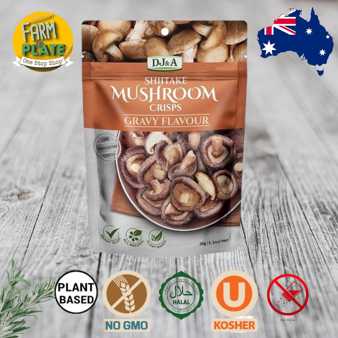 【FARM TO PLATE】DJ&A Shiitake Mushroom Chips 30g / Australia Healthy Natural Snacks / No MSG / No GMO / Plant Based / No preservatives