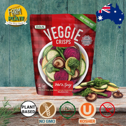 【FARM TO PLATE】DJ&A Veggie Crisps 90g / Hot & Spicy / Seasalt & Vinegar / Sweet Potato Mix / Product of Australia