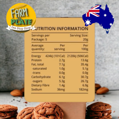 【FARM TO PLATE】DJ&A Almond Marzipan Chocolate Cookies 100g / Australia Healthy Natural Snacks / No MSG / No GMO