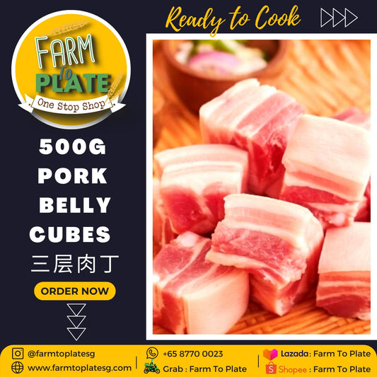 【FARM TO PLATE】SuperPork Pork Belly Cubes 500g / 三层肉丁