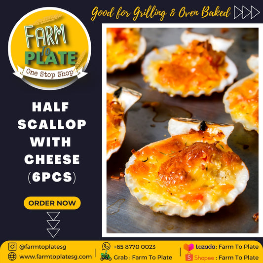 【FARM TO PLATE】Half Shell Scallop with Cheese (6pcs) / 芝士半壳扇贝